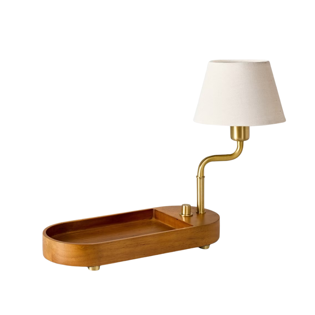Swivel Accent Table Lamp With Mid Tone Wood Tray - Hearth U0026#38; Handu0026#8482; With Magnolia