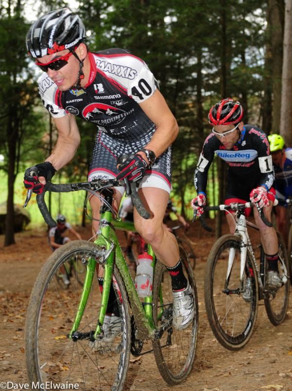 Raphael Gagne (Rocky Mountain) leading Lindine and Craig up the big climb
