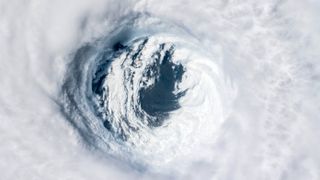 A digitally enhanced NASA image of hurricane Michael in 2018. 