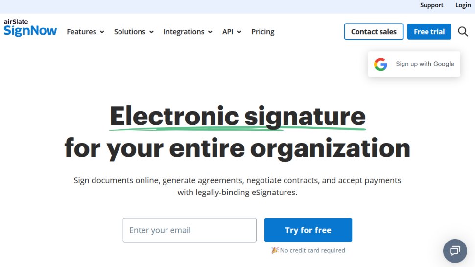 signNow website screenshot (February 2026).