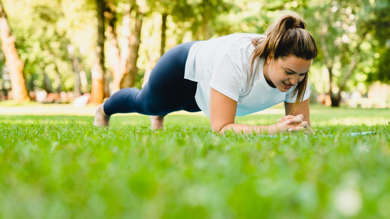 A woman doing a plank