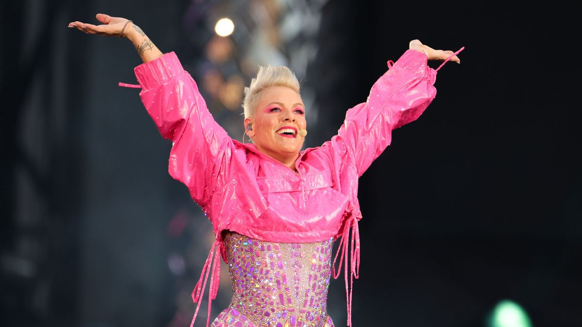 BERLIN, GERMANY - JUNE 28: P!NK performs on stage during the P!NK Summer Carnival 2023 Tour at Olympiastadion on June 28, 2023 in Berlin, Germany. 