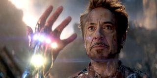 Iron Man snapping Thanos away