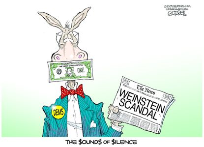 Political cartoon U.S. Weinstein sexual assault Democrat donations