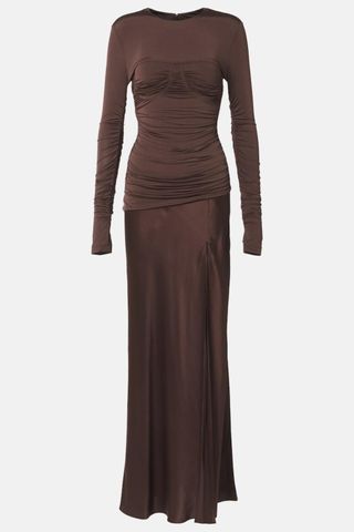 SIR Alessia draped jersey and satin maxi dress