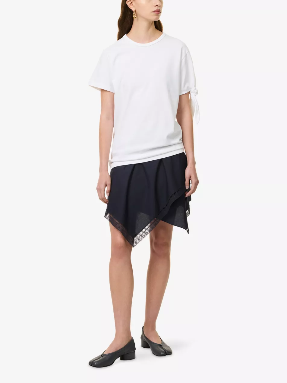 Handkerchief Lace-Trim Cotton Mini Skirt - 6
