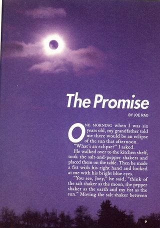 The first page of Joe Rao's 1997 story in Reader's Digest, which describes his experience of viewing the July 1972 total solar eclipse.