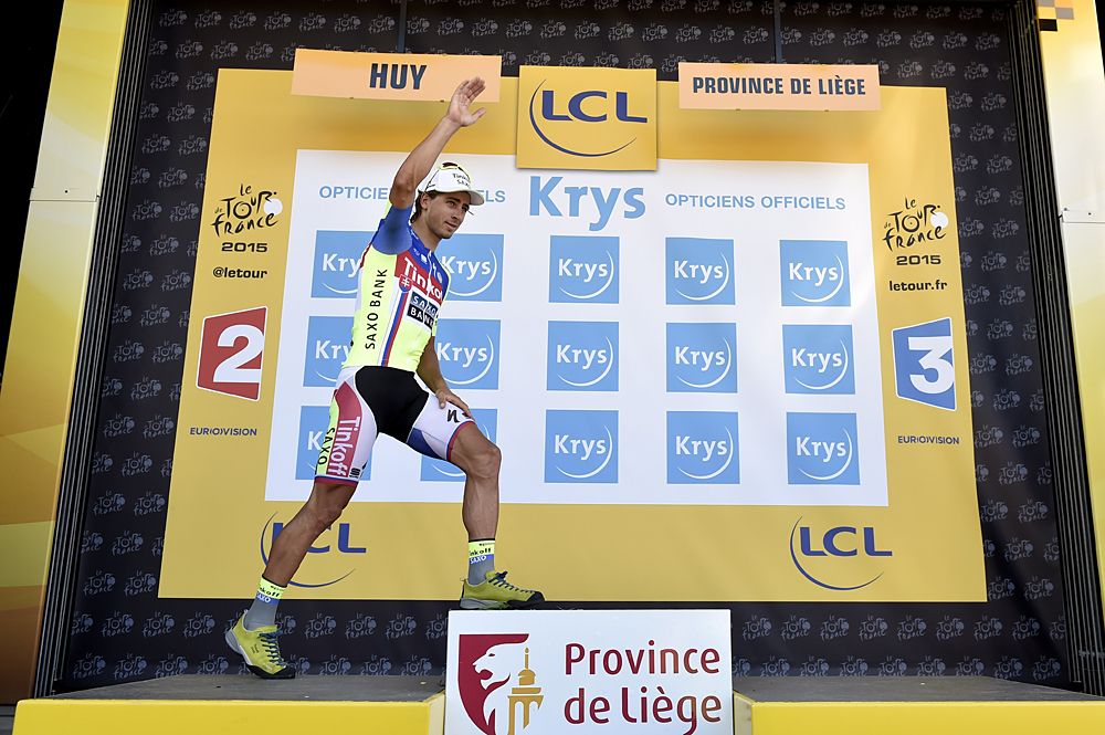 Peter Sagan (Tinkoff-Saxo) steps on the podium