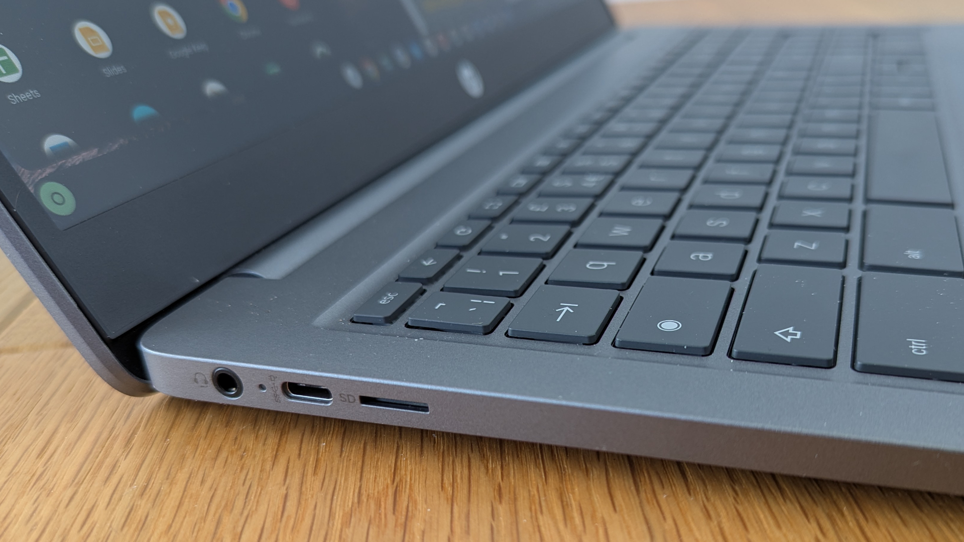 The HP Chromebook Plus 15a on a desk