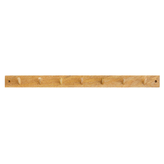 A wooden wall hanger with 7 hooks/pegs