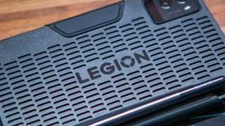 Close-up on 'Legion' logo on Lenovo Legion Tab Gen 3 case