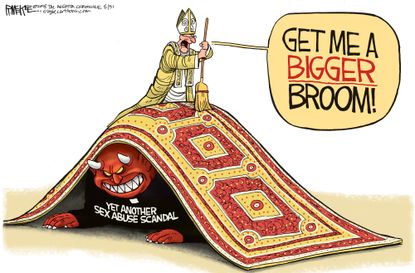 Editorial cartoon U.S. Catholic church sex abuse scandal Pope Francis coverup