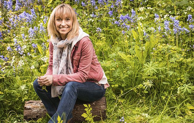 Michael Strachan, one of the presenters of Springwatch, sits with spring flowers in the background