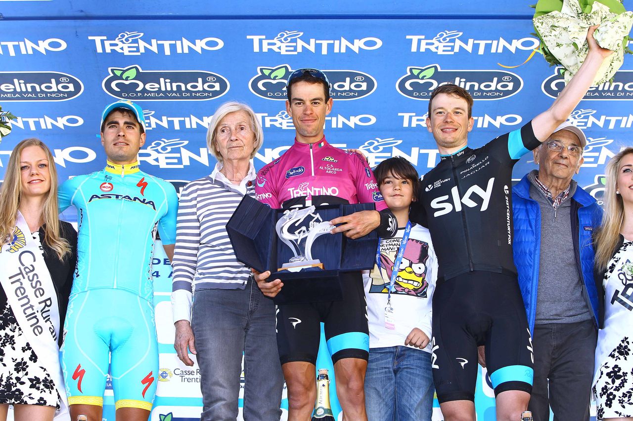 Mikel Landa, Richie Porte and Leopold K&ouml;nig on the podium