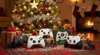 AI-generated header image of several Xbox controllers by Microsoft, Razer, and Hyperkin visualized. 