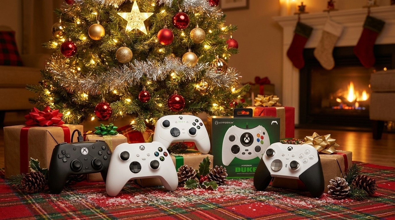 AI-generated header image of several Xbox controllers by Microsoft, Razer, and Hyperkin visualized. 