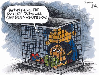 Political Cartoon U.S. Children in cages immigrants pro-life abortion Alabama