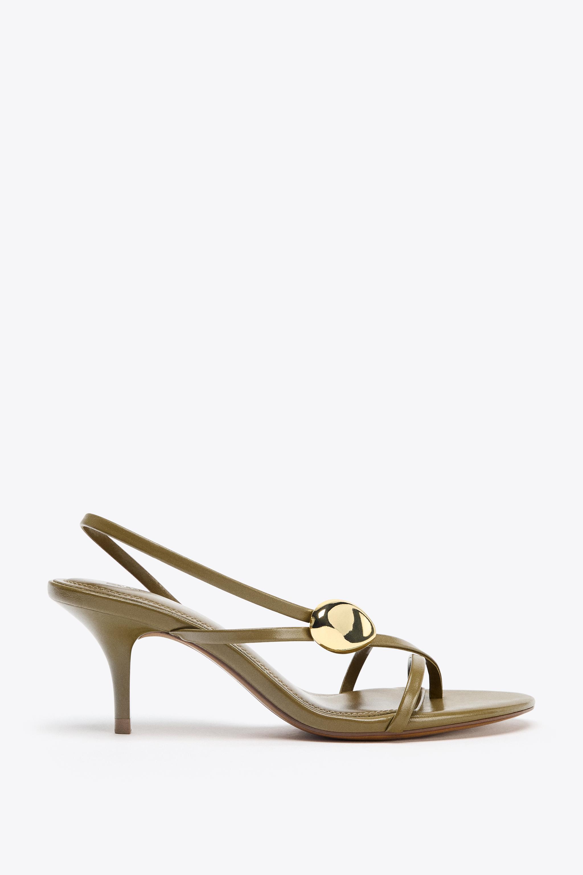 Heeled Sandals With Straps and Metal Detail