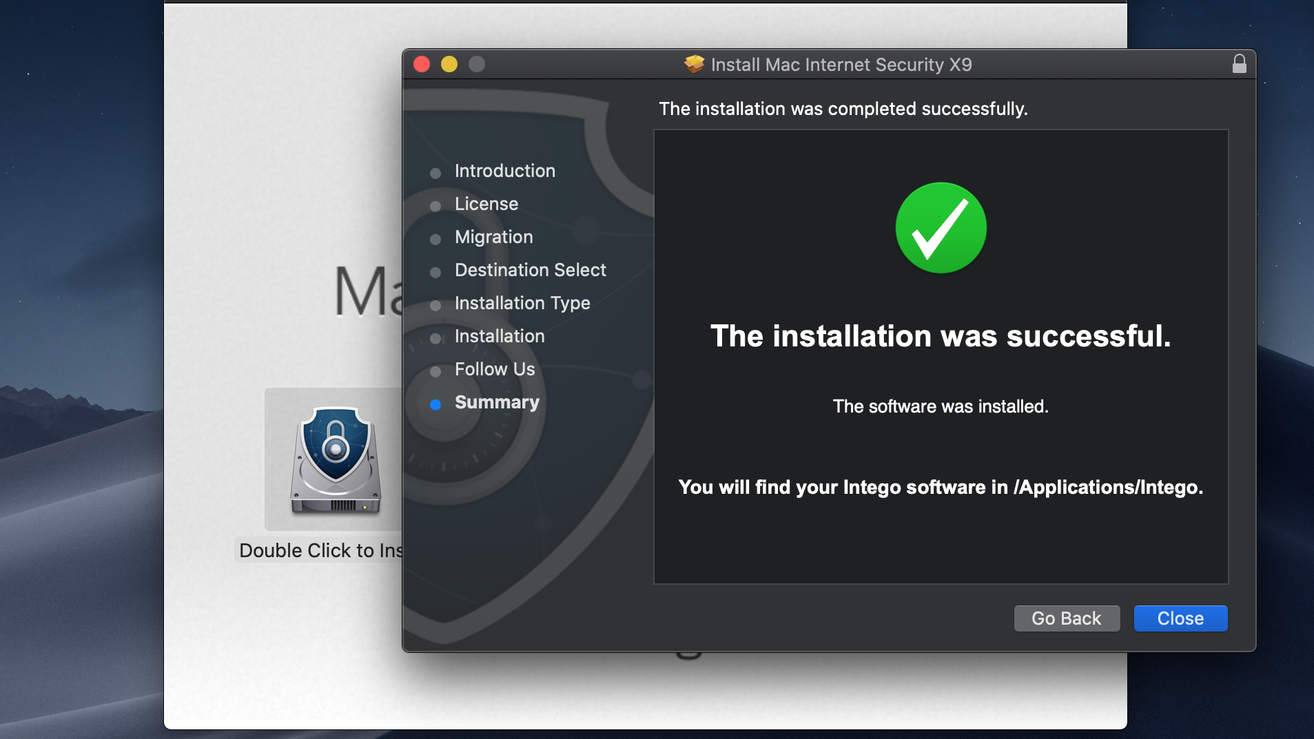 Intego VirusBarrier installed on a Mac laptop