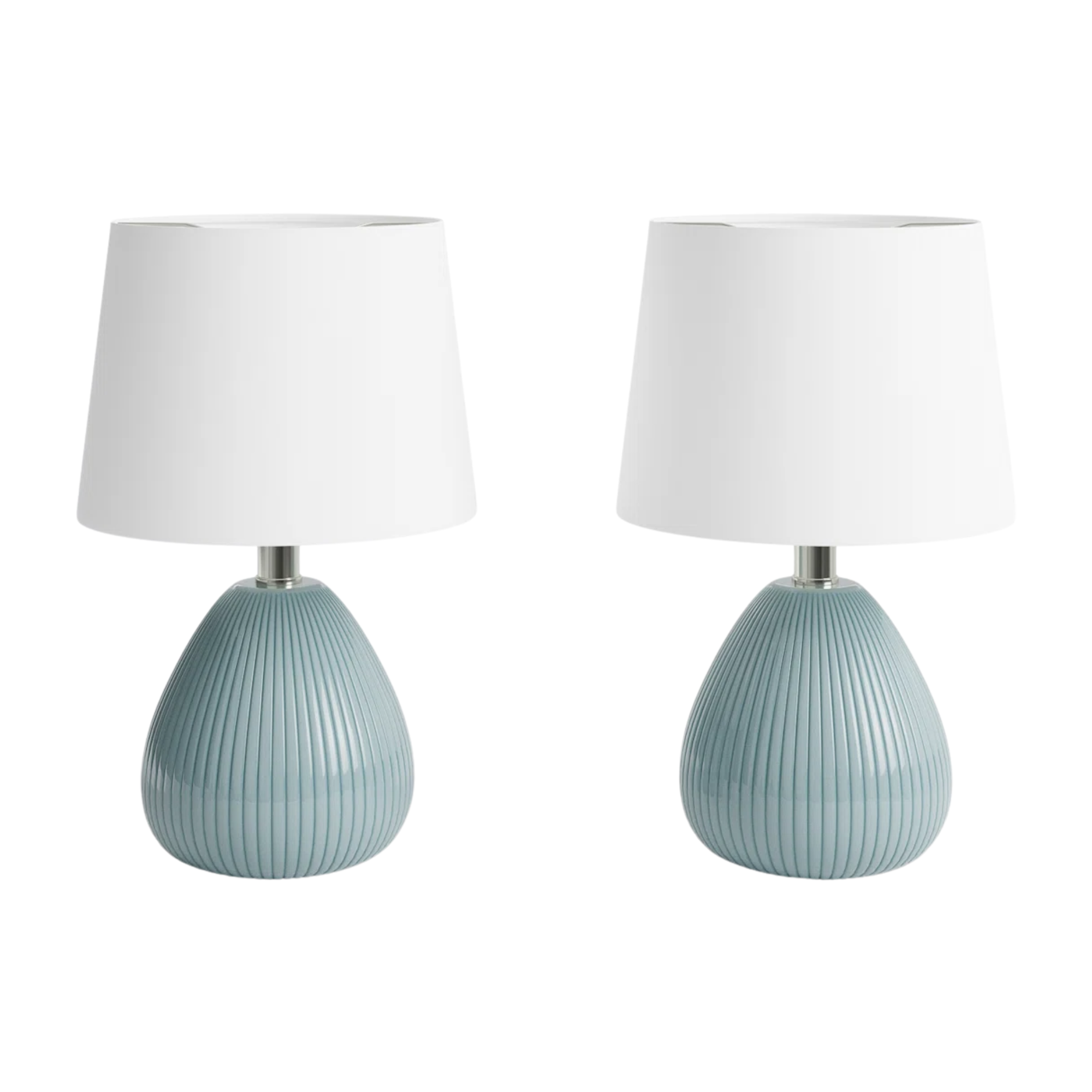 set of two blue lamps