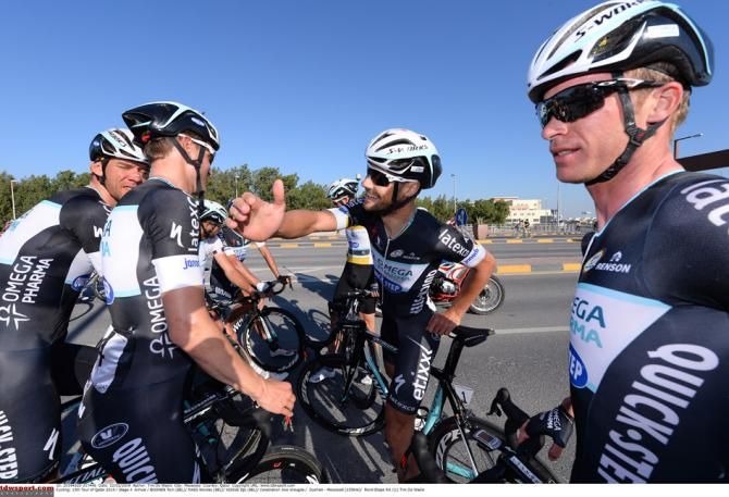 Tom Boonen celebrates with his teammates