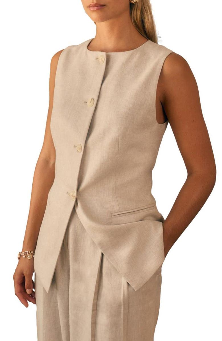 Long Linen Blend Vest