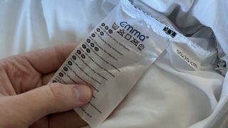 material label inside emma premium microfibre pillow