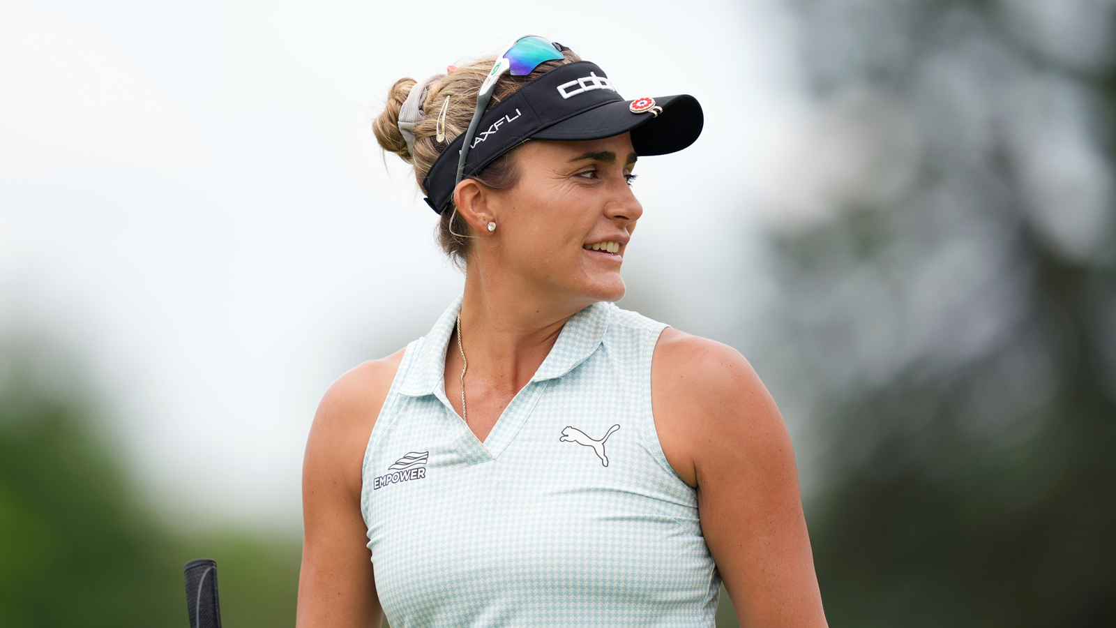 Lexi Thompson reacts to a putt on the green