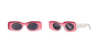 2 images of pink oval Loewe sunglasses