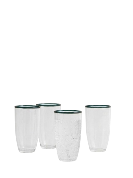 Set of 4 Contrast Rim Acrylic Picnic Hi Balls