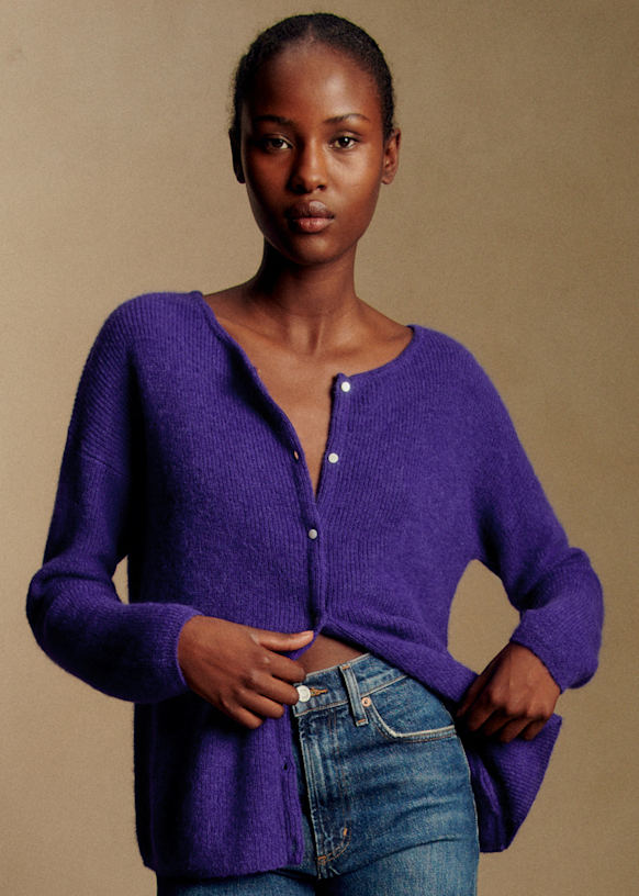 Gaspard Cardigan - Dark Purple - Super Kid Mohair - S&amp;eacute;zane