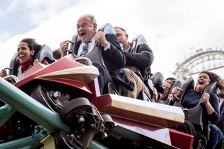 Ed Davey on a rollercoaster after launching the Lib Dem manifesto (Photo by Jack Taylor/Getty Images)