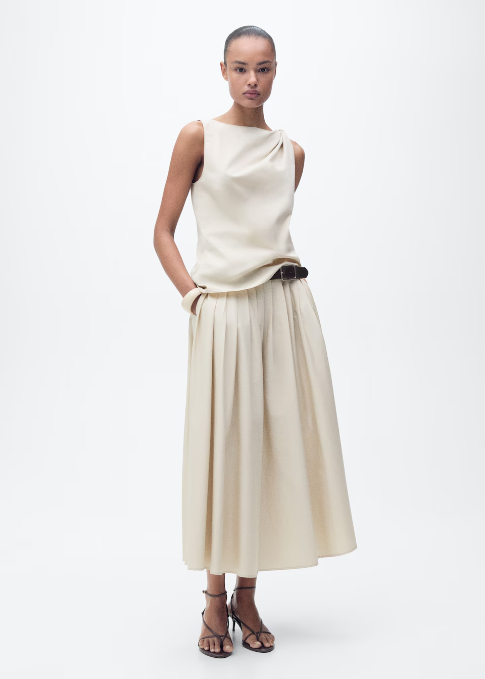 Mango Flared Skirt With Pleated Detail