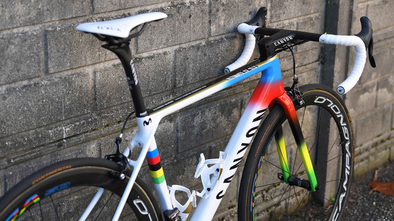 Gold detailing adorns the top tube