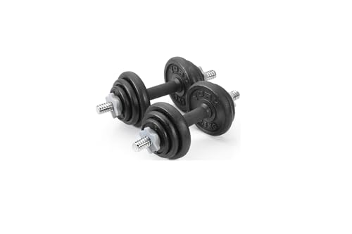 York Fitness 20 Kg Cast Iron Spinlock Dumbbell - Adjustable Hand Weights Set (pack of 2) - Black