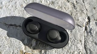 the sony wf-c500 true wireless earbuds in their charging case