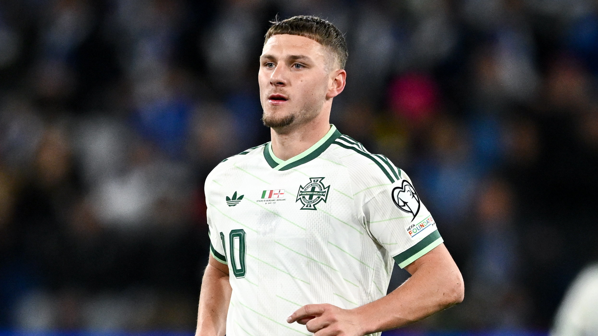 Jamie Donley in action for Northern Ireland against Italy
