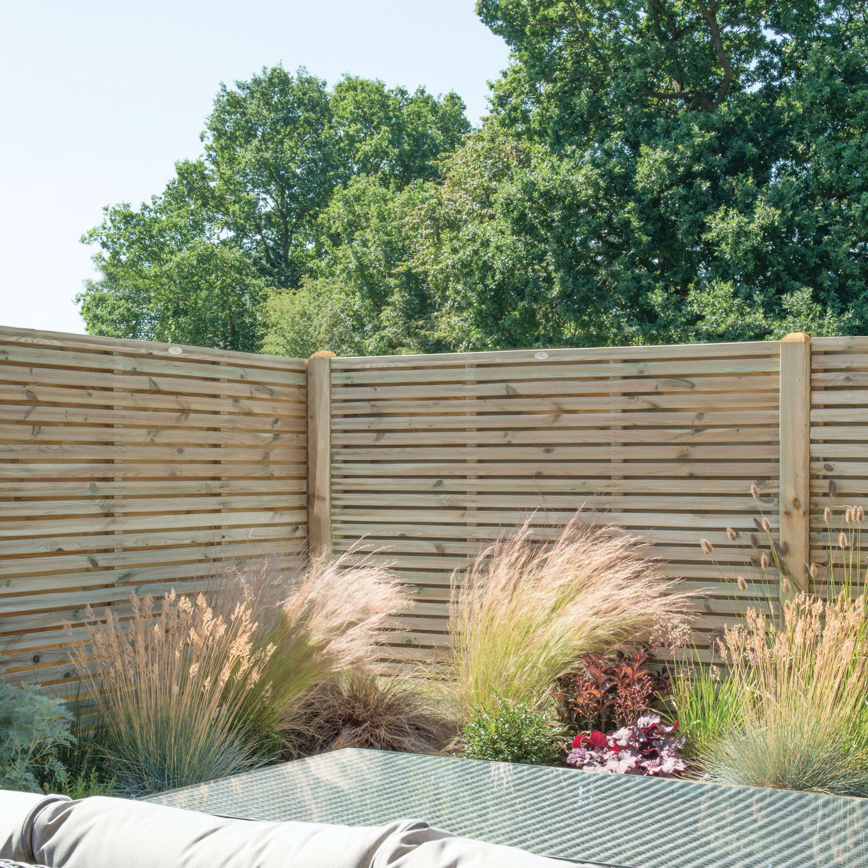 Forest Garden Contemporary Double Slatted Fence Panel