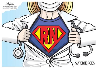Editorial Cartoon U.S. residential nurses save lives superheroes