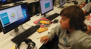 A CJH ninth grader looks at the pie chart describing his current knowledge with recommendations for further study.  