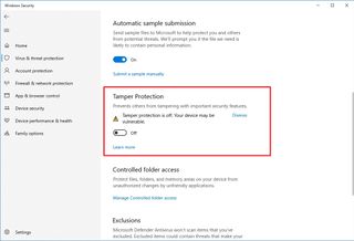 Disable Tamper Protection on Windows 10