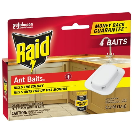 Raid Ant Baits Indoor Ant Insect Killer Traps, 0.12oz, 4 Count
