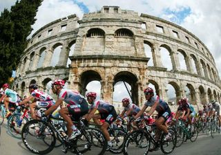 The Giro d'Italia peloton in Pola