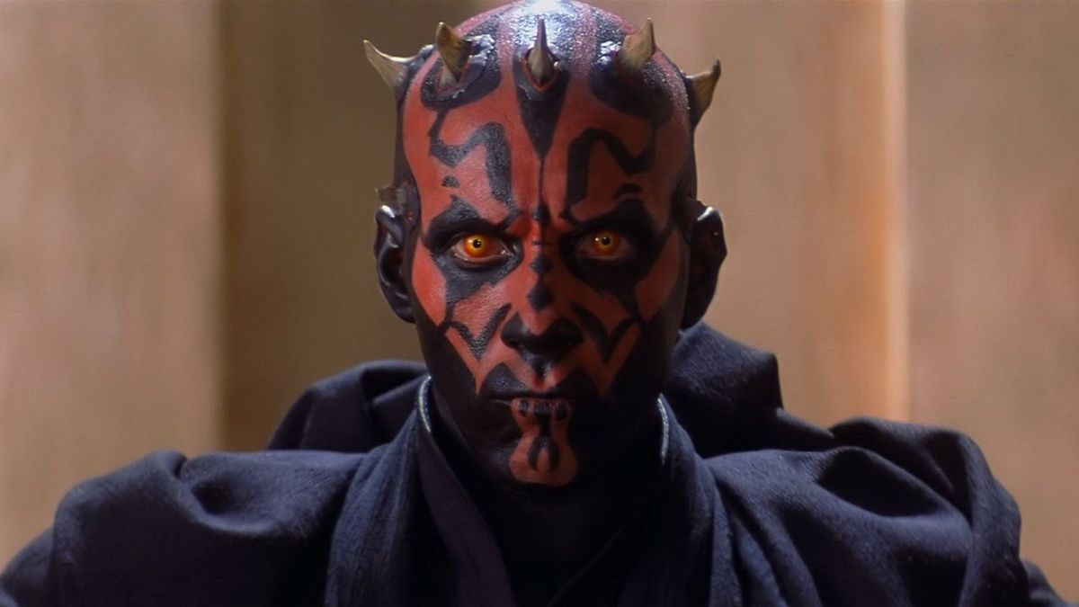 Darth Maul pulling back his hood in Star Wars: The Phantom Menace