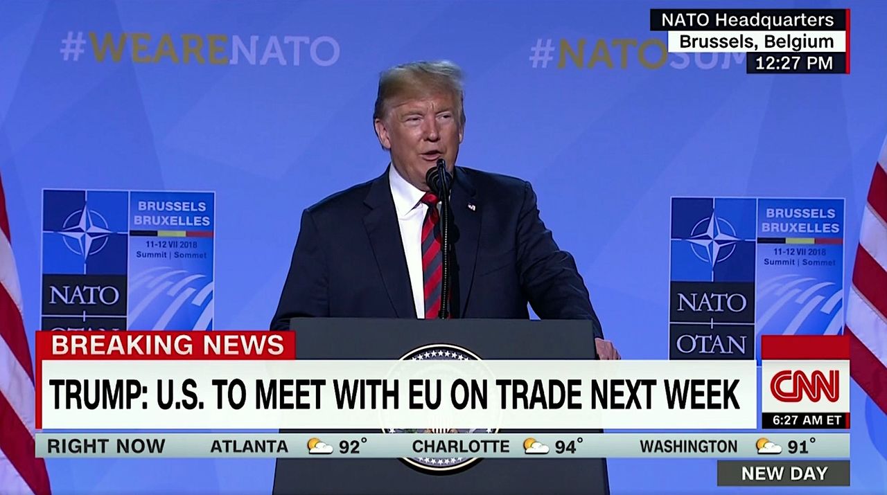 Trump takes questions at NATO headquarters