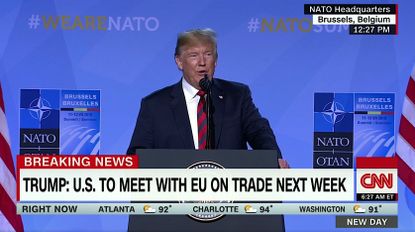 Trump takes questions at NATO headquarters