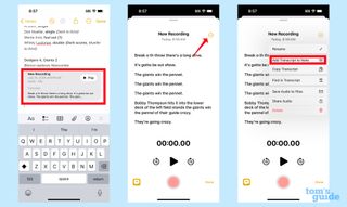 Generating a recording transcript and adding it to your note