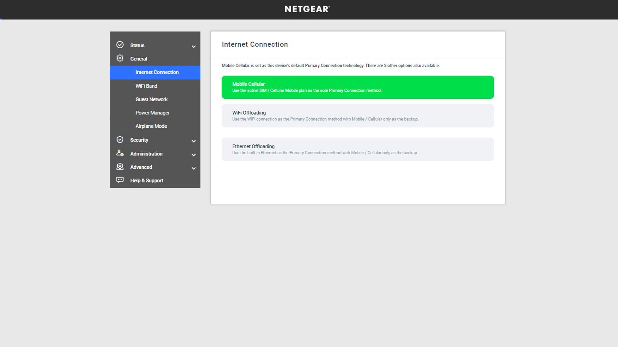 Screenshot of the Netgear Nighthawk M6 app