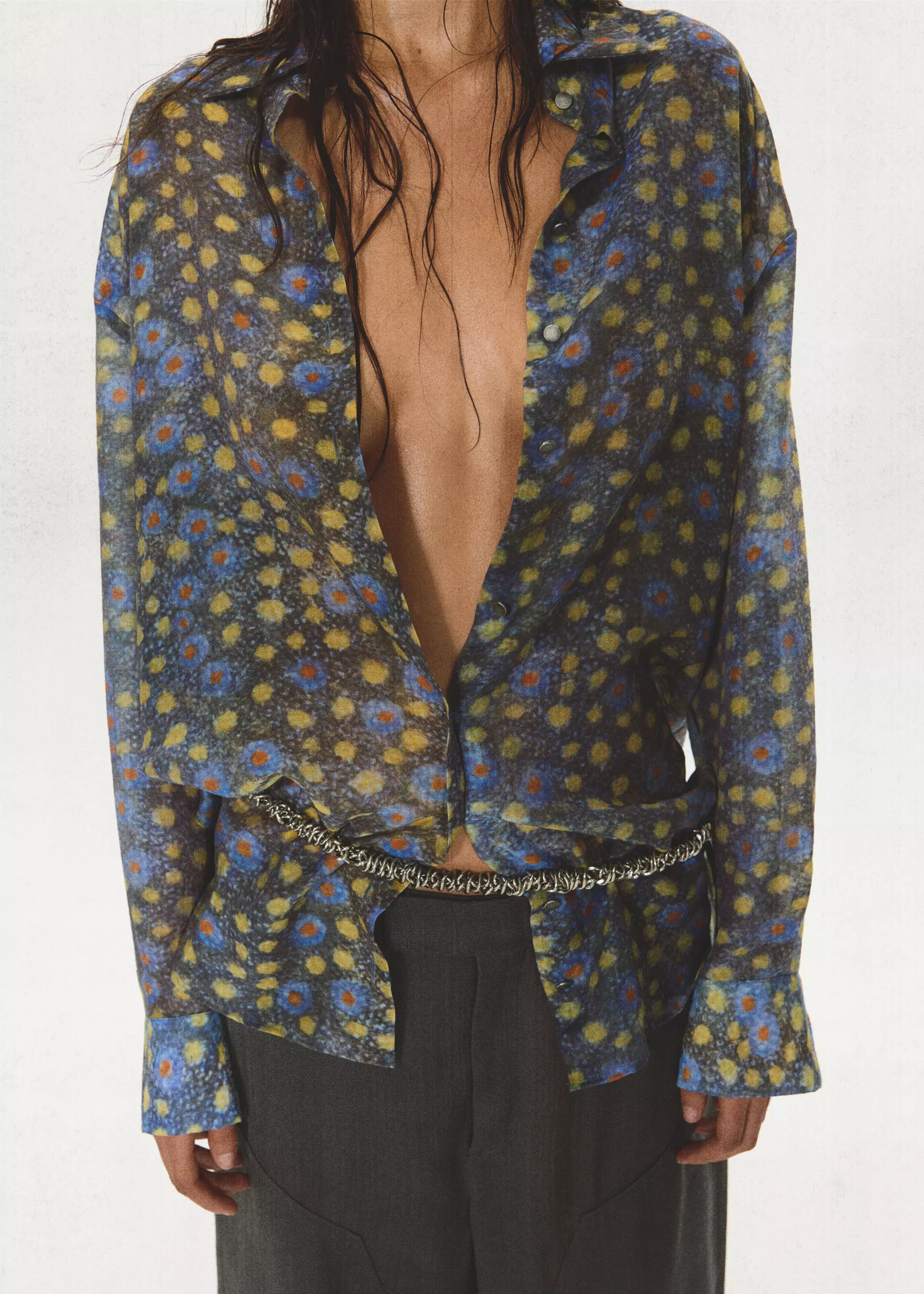 Semi-Sheer Print Shirt - Women | Mango USA