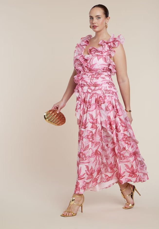 ELOQUII, Patbo X Eloquii Ruffle Detail Maxi Dress